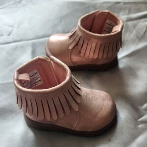 Simple joy carter pink mocassin boots size 3 baby girl shoes new fringe